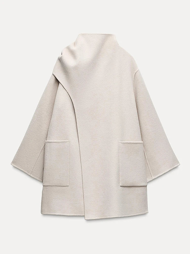 Scarf Neck Woolen Coat