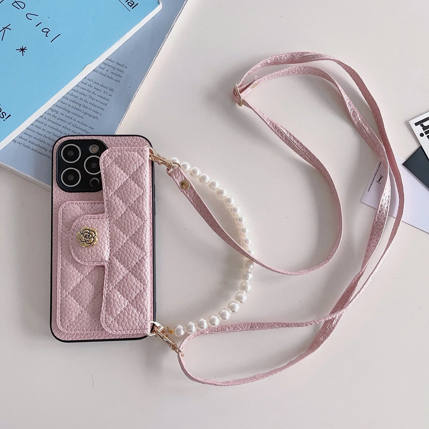 Crossbody Pearl Wristband Phone Case