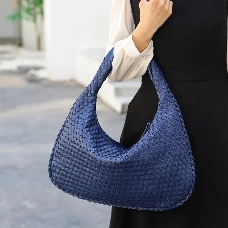 Woven Pu Leather Messenger Bag