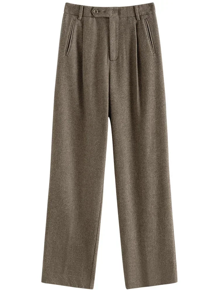 Wool Straight Casual Pants