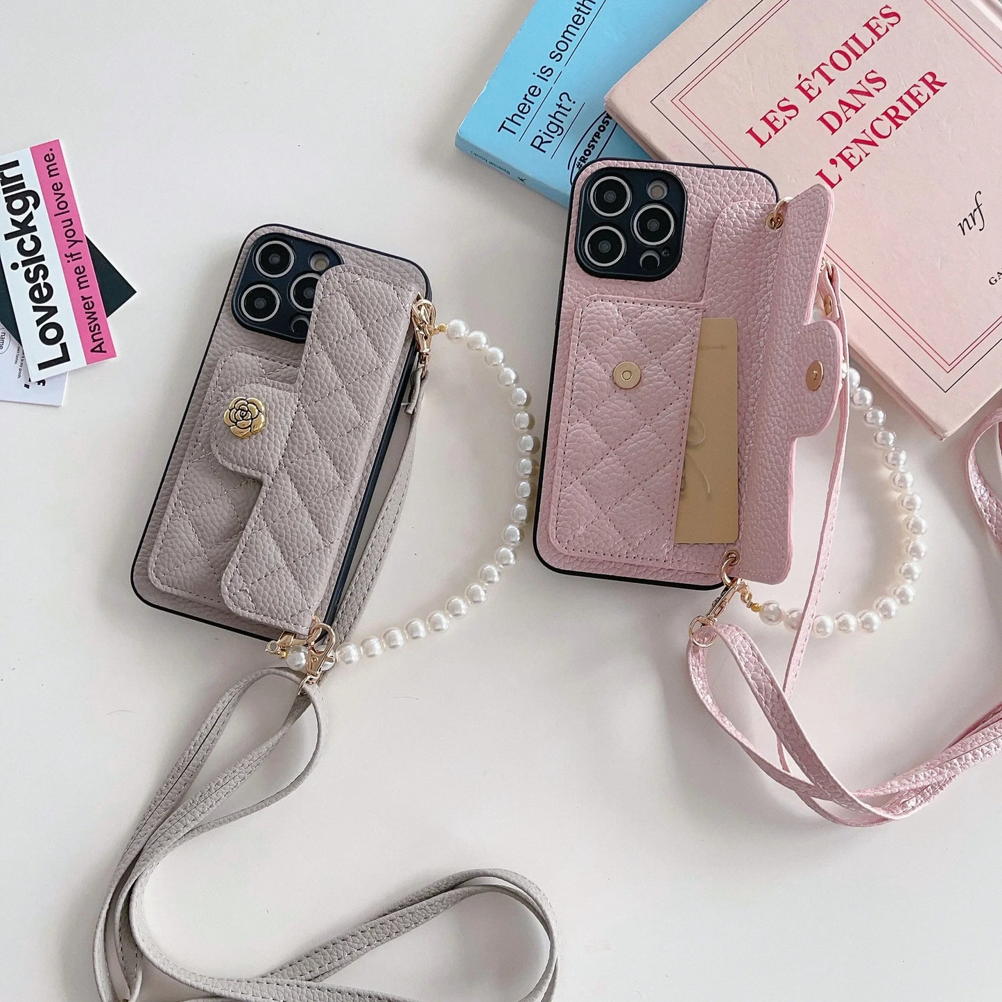 Crossbody Pearl Wristband Phone Case