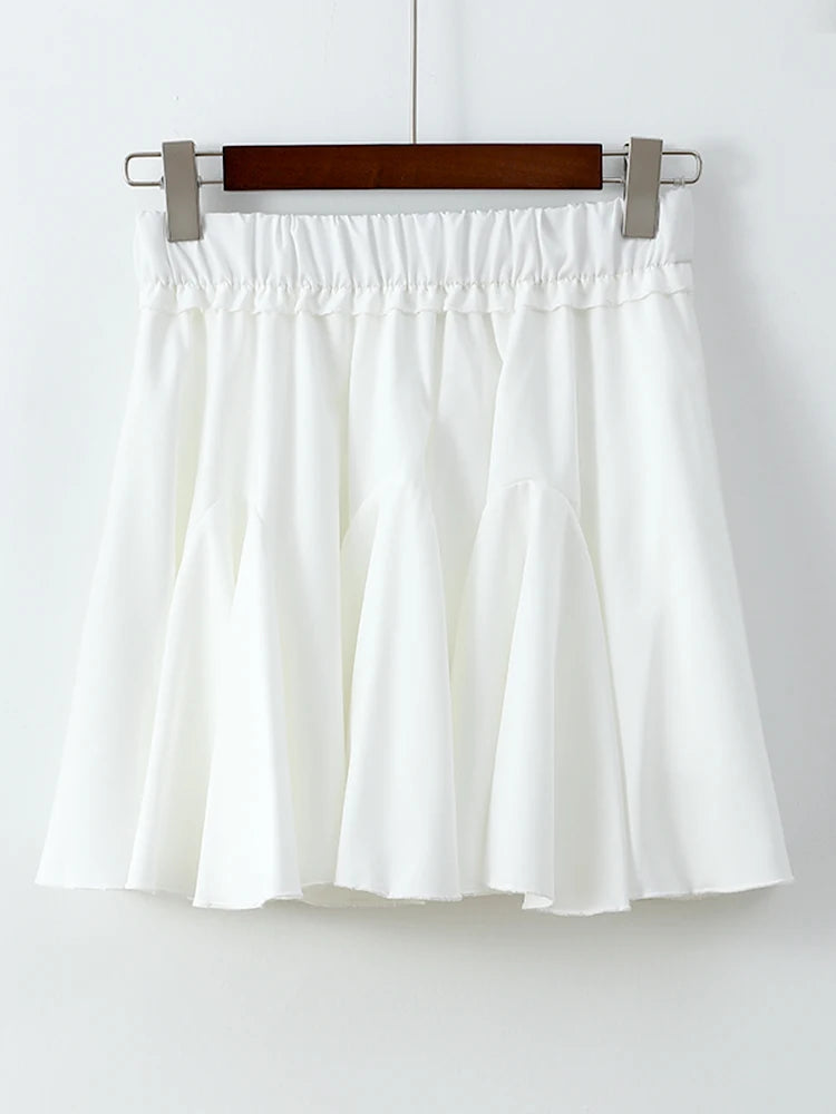 Elegant White Ruffles Mini Skirt