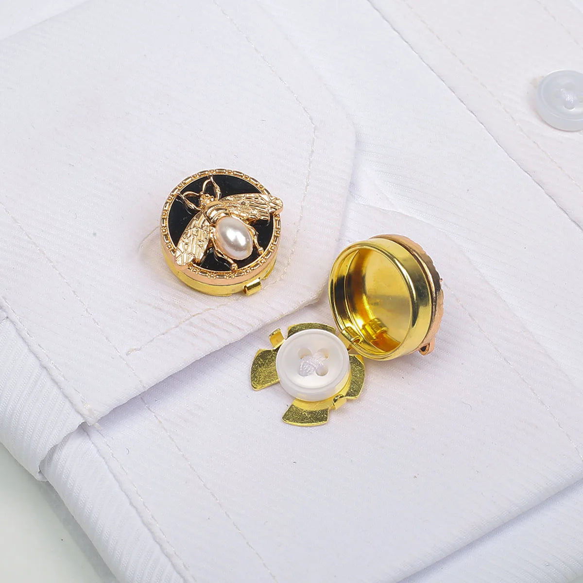 2pcs Set Golden Silvery Bee Cufflinks