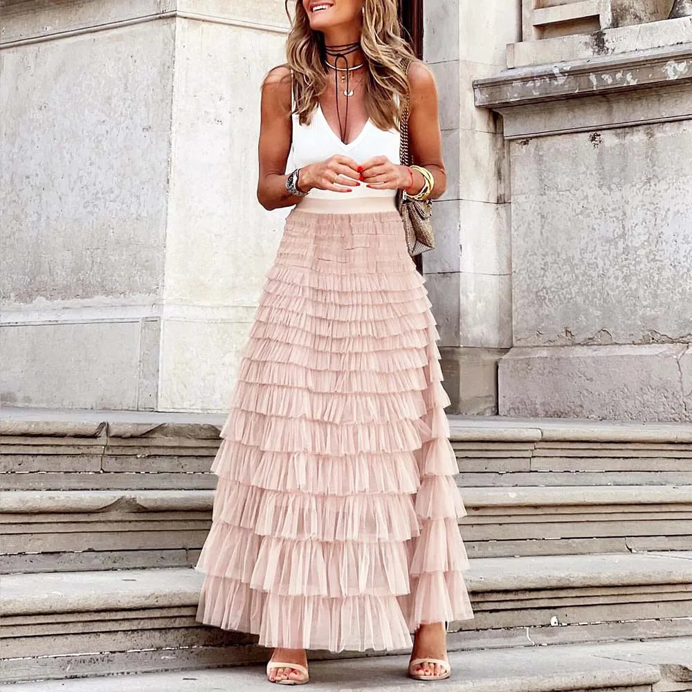 Long Skirt Tulle High Waist