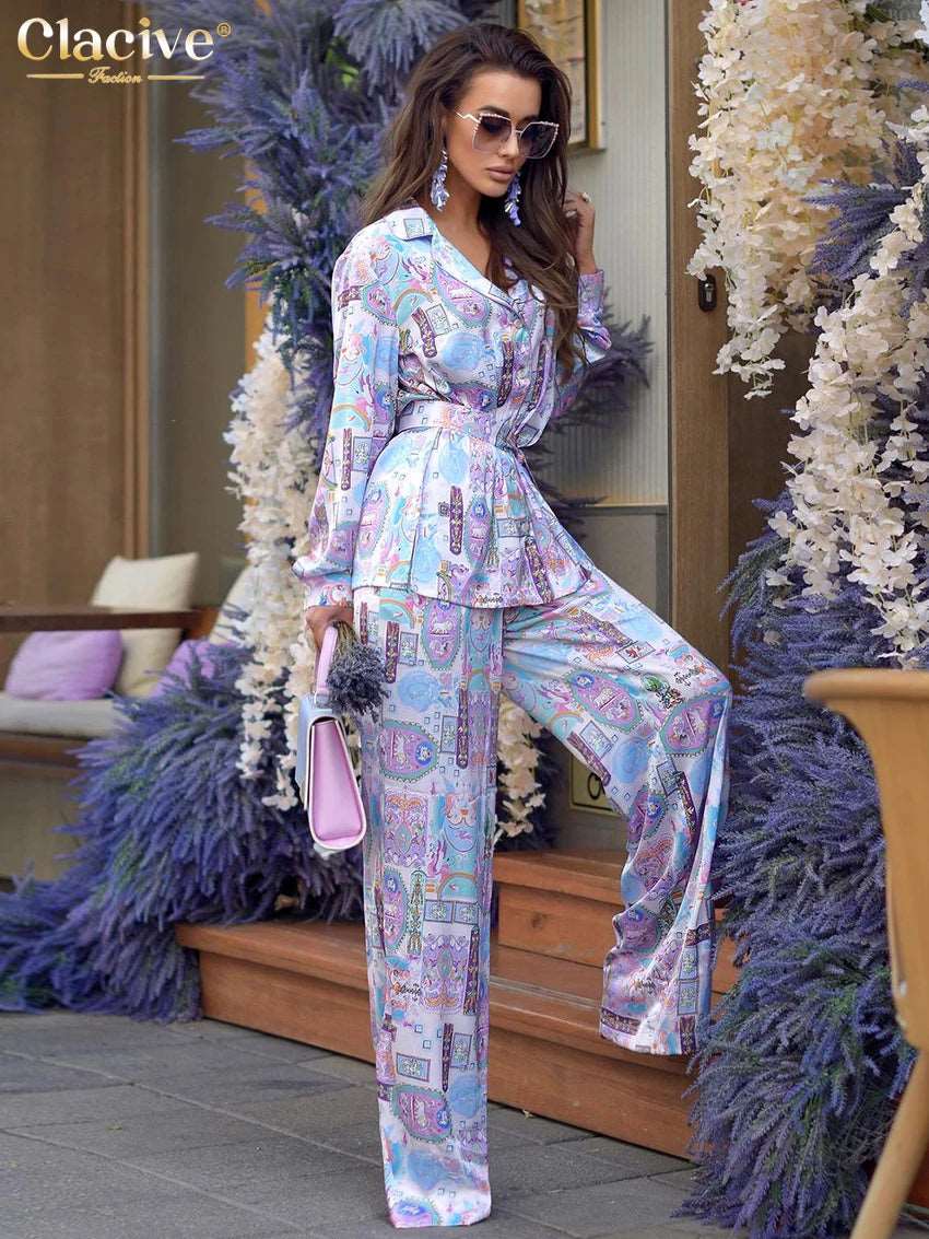 Clacive Elegant Purple Two Piece Set