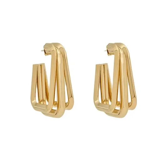 Brass Gold Plated Geometric Luxury Earrings