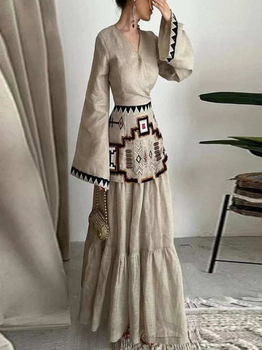 Vintage Ethnic Style Maxi Dress