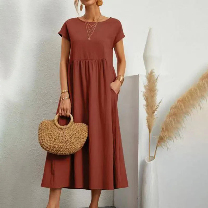 Summer Casual Loose Elegant Long Linen Dresses