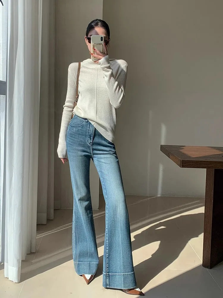 Retro High Waisted Slim Fit Jeans