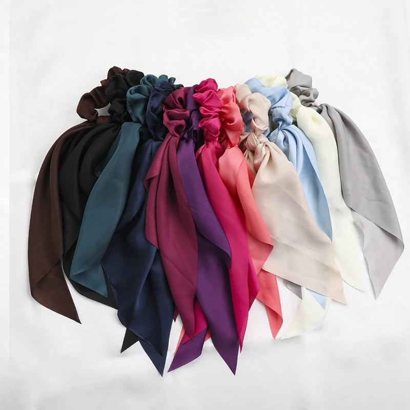 Print Chiffon Long Ribbon Scrunchies