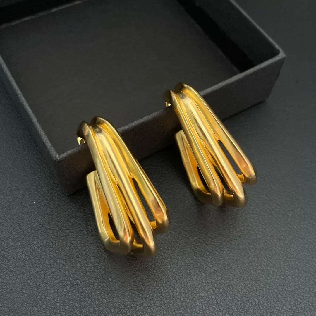 Brass Gold Plated Geometric Luxury Earrings