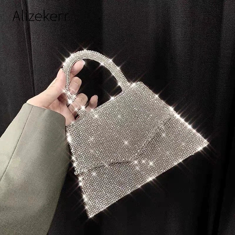 Luxury Shiny Rhinestones Trapezium Evening Bag