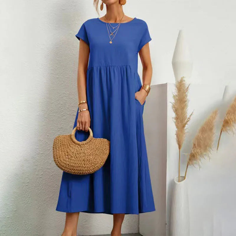 Summer Casual Loose Elegant Long Linen Dresses