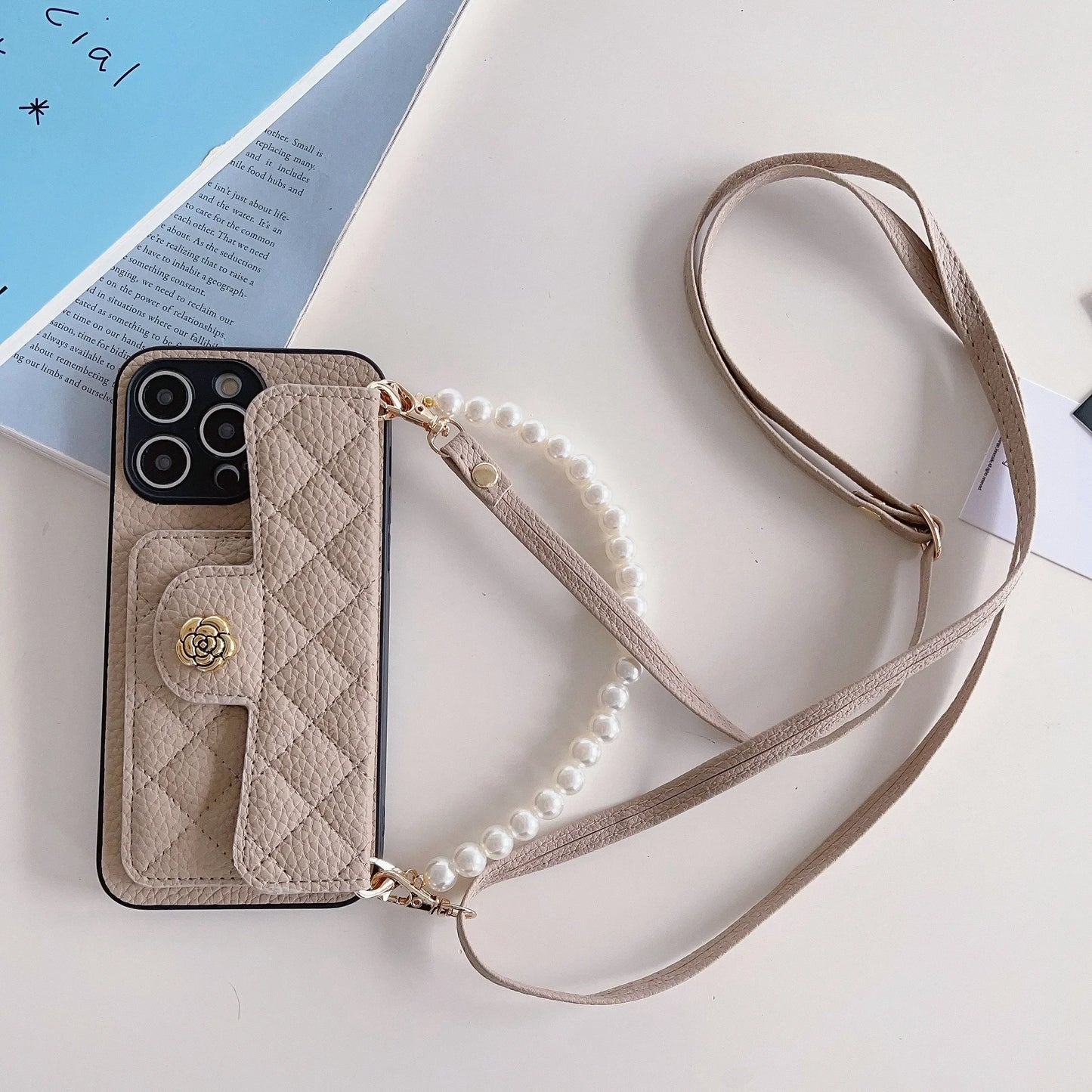 Crossbody Pearl Wristband Phone Case