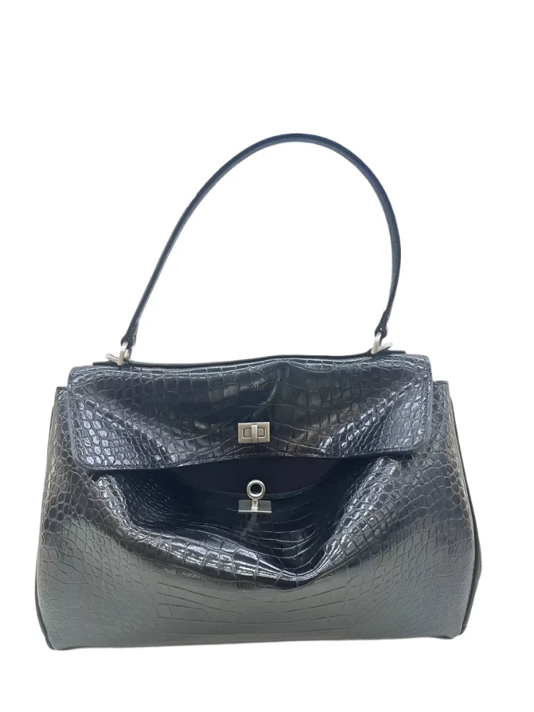 Crocodile Pattern Leather Handbag