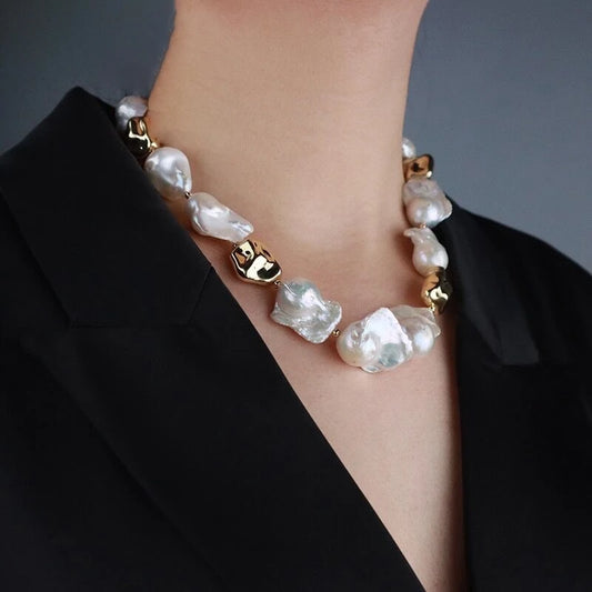 100% Natural Shaped Irregular Freshwater Baroque Pearl Necklace