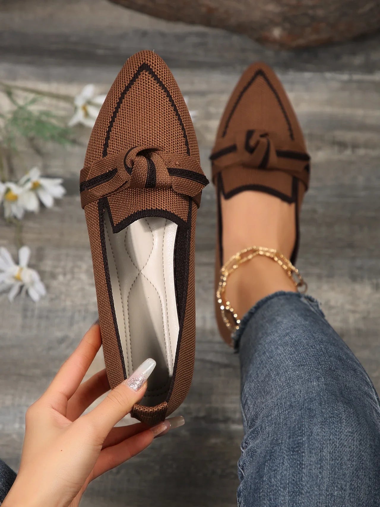 Woman Fashion Casual Bow Low Heel Loafers