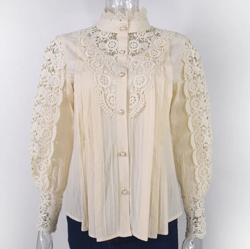 Cotton Lace Hollow Shirt