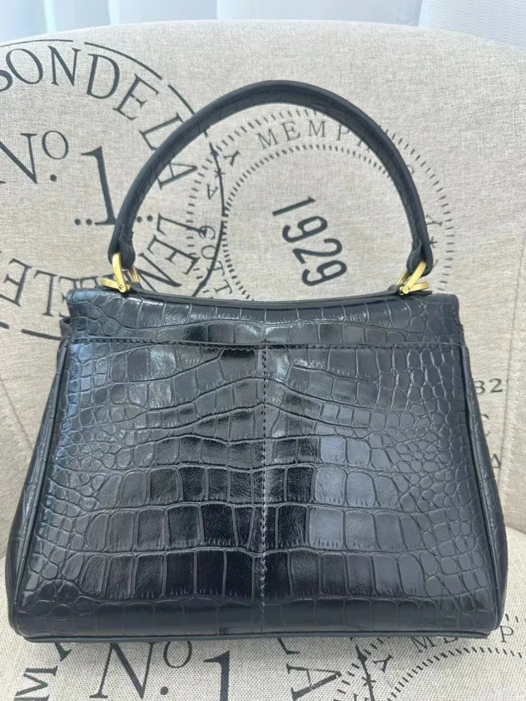 Crocodile Pattern Leather Handbag