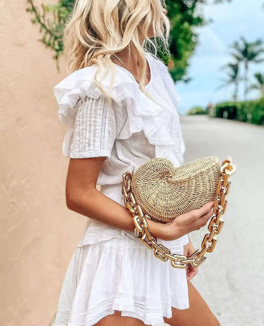 Chains Rattan Conch Women Shoulder Bags