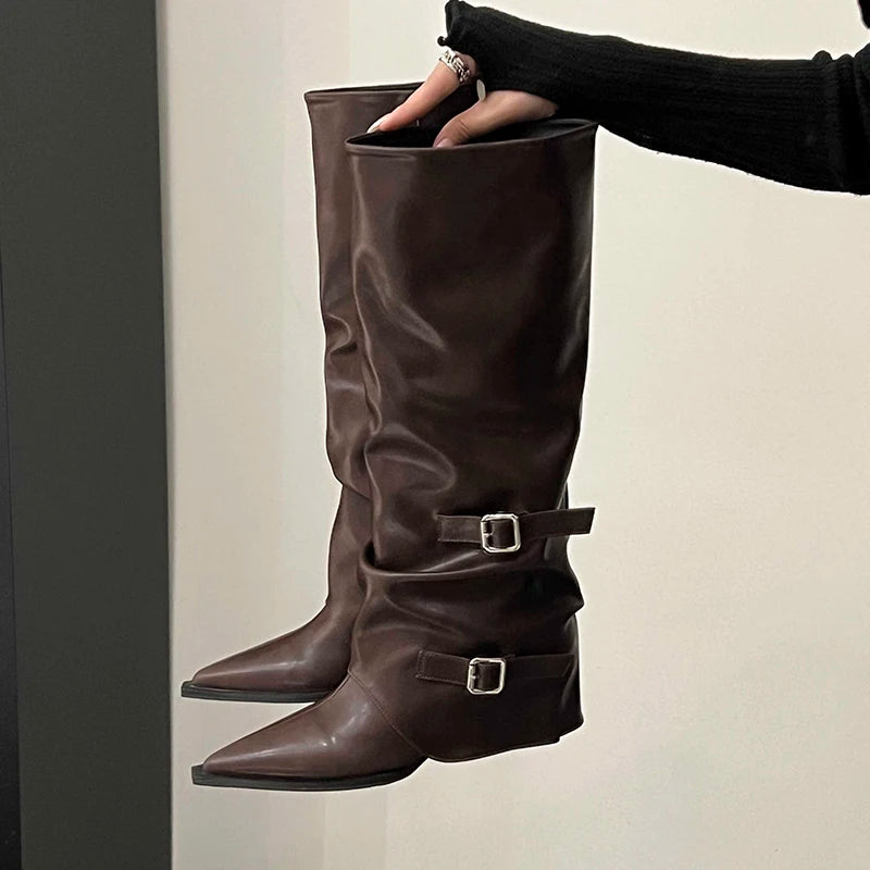 Retro Style Knee High Boots