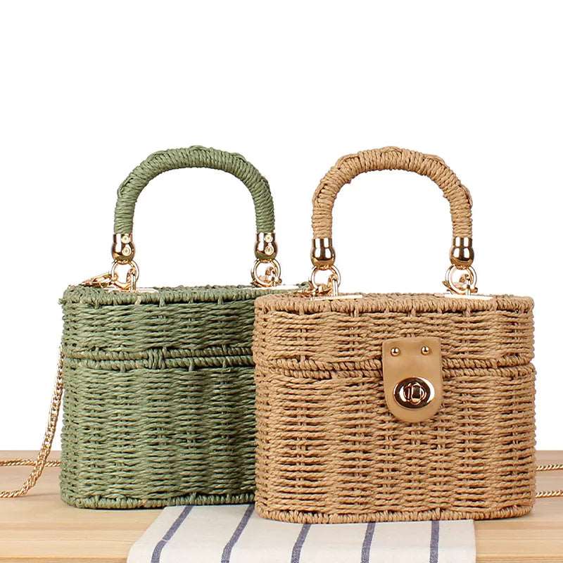 Bohemian Paper Rope Woven Box Bag