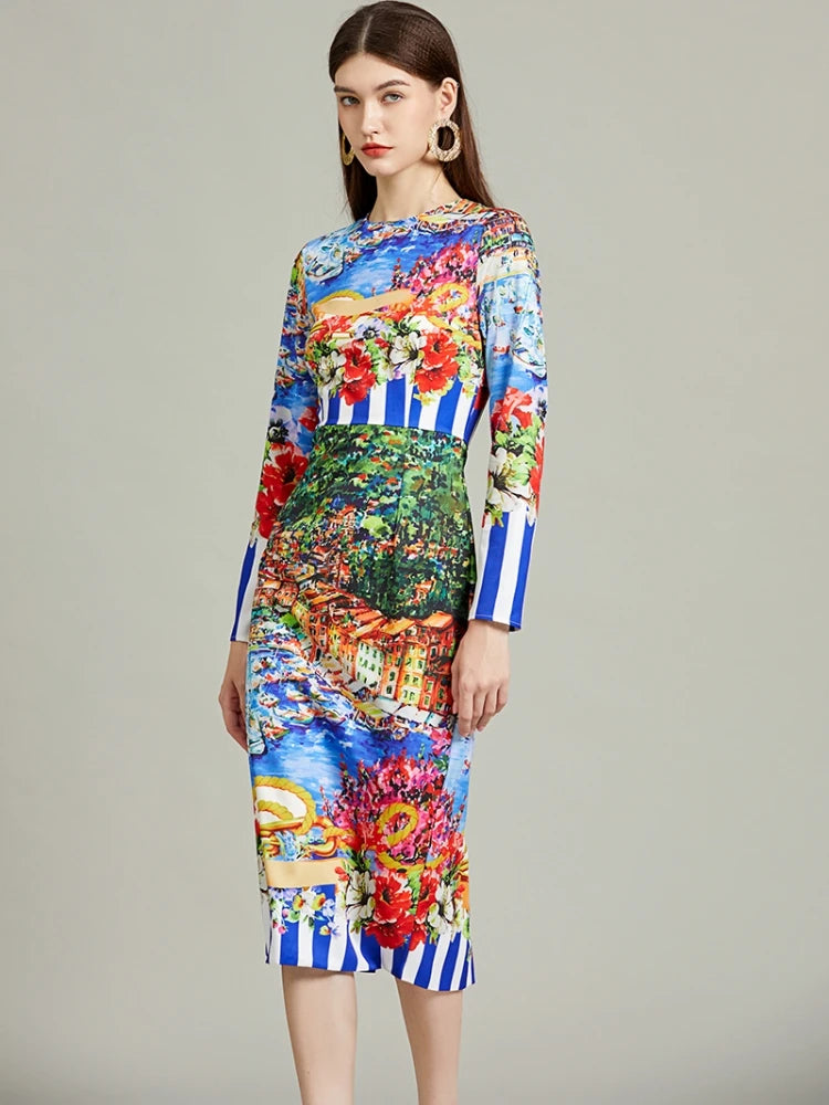 Holiday Flower Pencil Dress