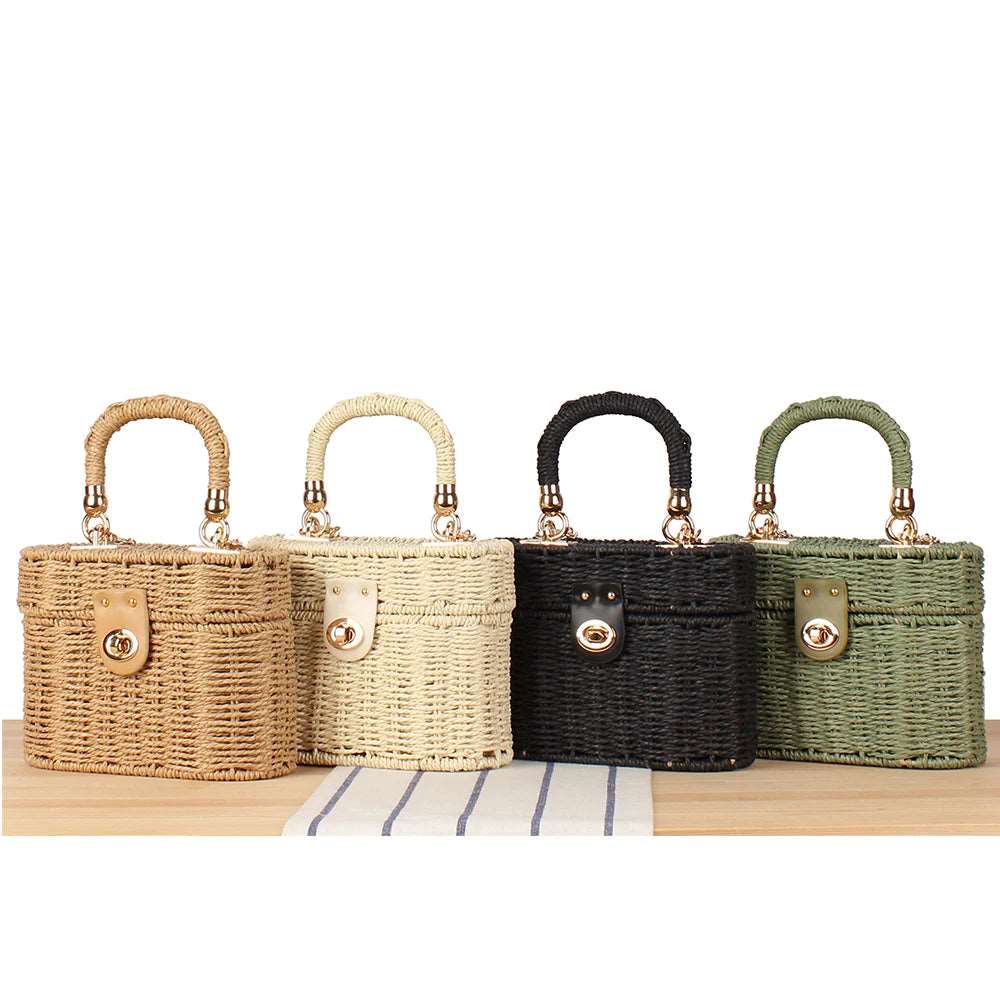 Bohemian Paper Rope Woven Box Bag