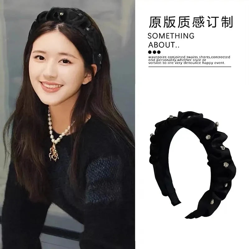 Fashion Korean Simple Black Pleated Hair Hoop Headband