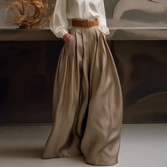 Casual Solid Color Loose Wide Leg Pants