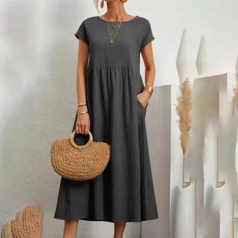 Summer Casual Loose Elegant Long Linen Dresses