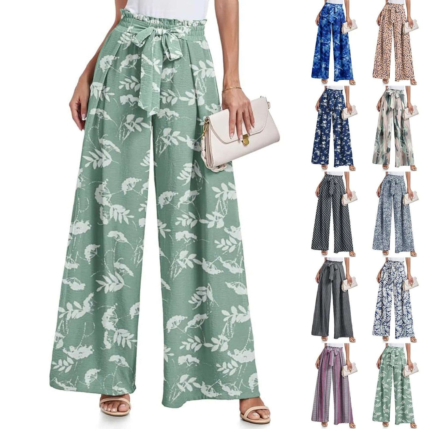 Fashion Boho Floral Wide Leg Pants