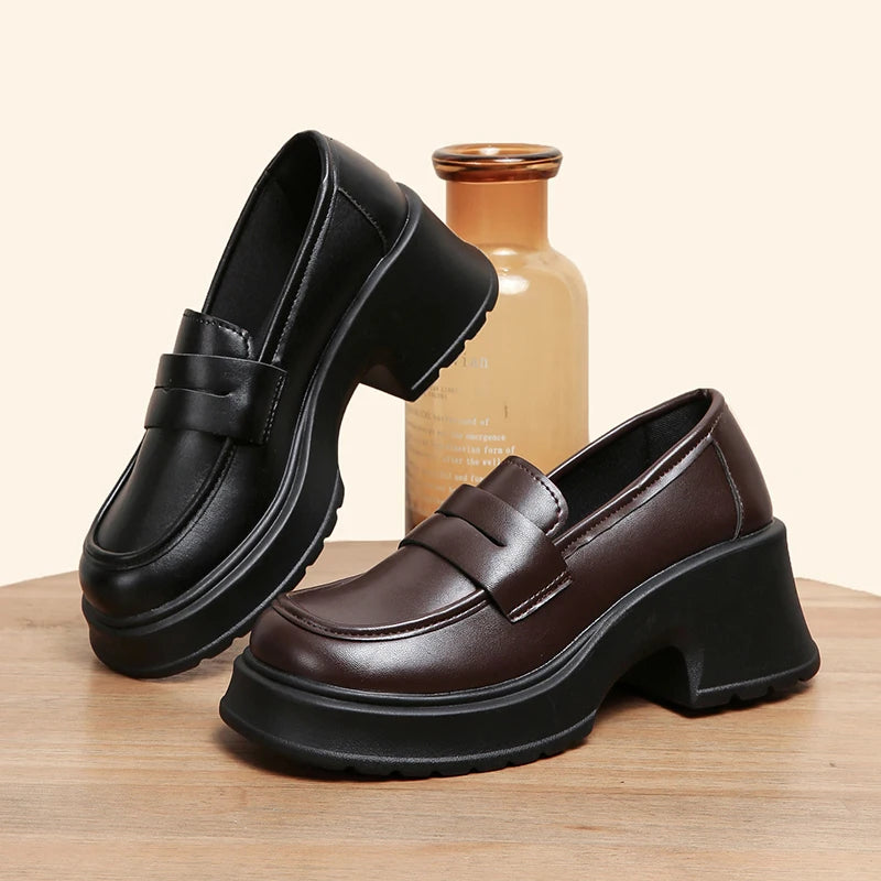 Lucyever Pu Leather Platform Loafers