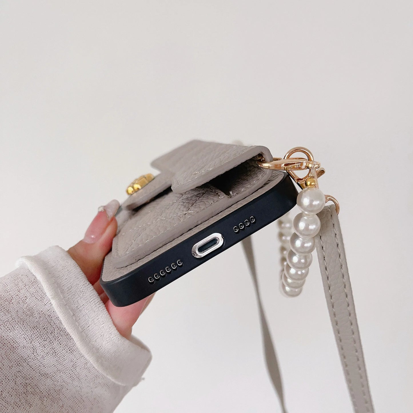 Crossbody Pearl Wristband Phone Case