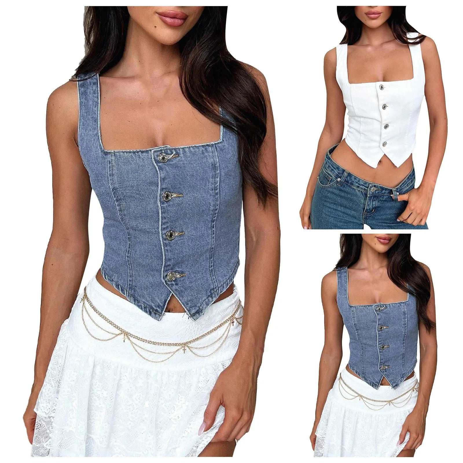 Denim Cropped Tops