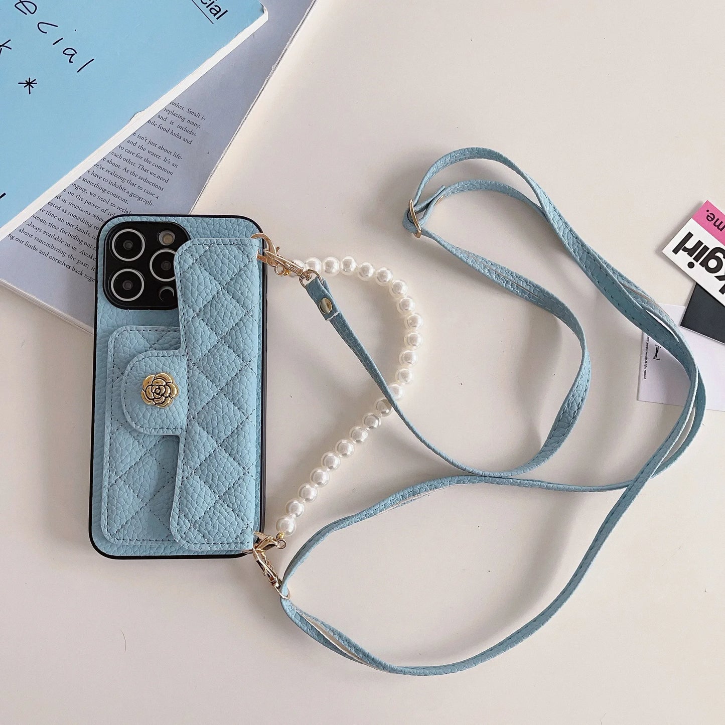 Crossbody Pearl Wristband Phone Case