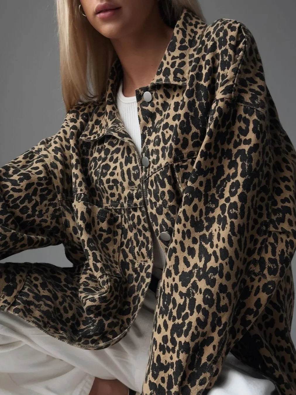 Leopard Print Denim Jacket