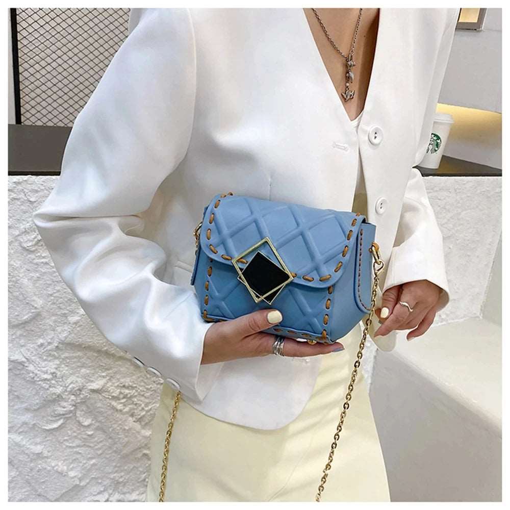 Handmade PU Leather Rhombus Parts Handbag