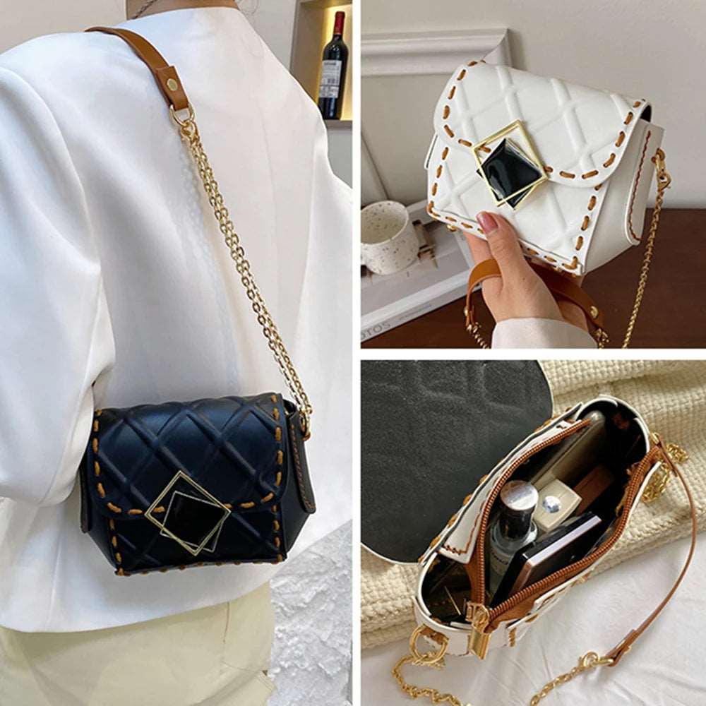 Handmade PU Leather Rhombus Parts Handbag