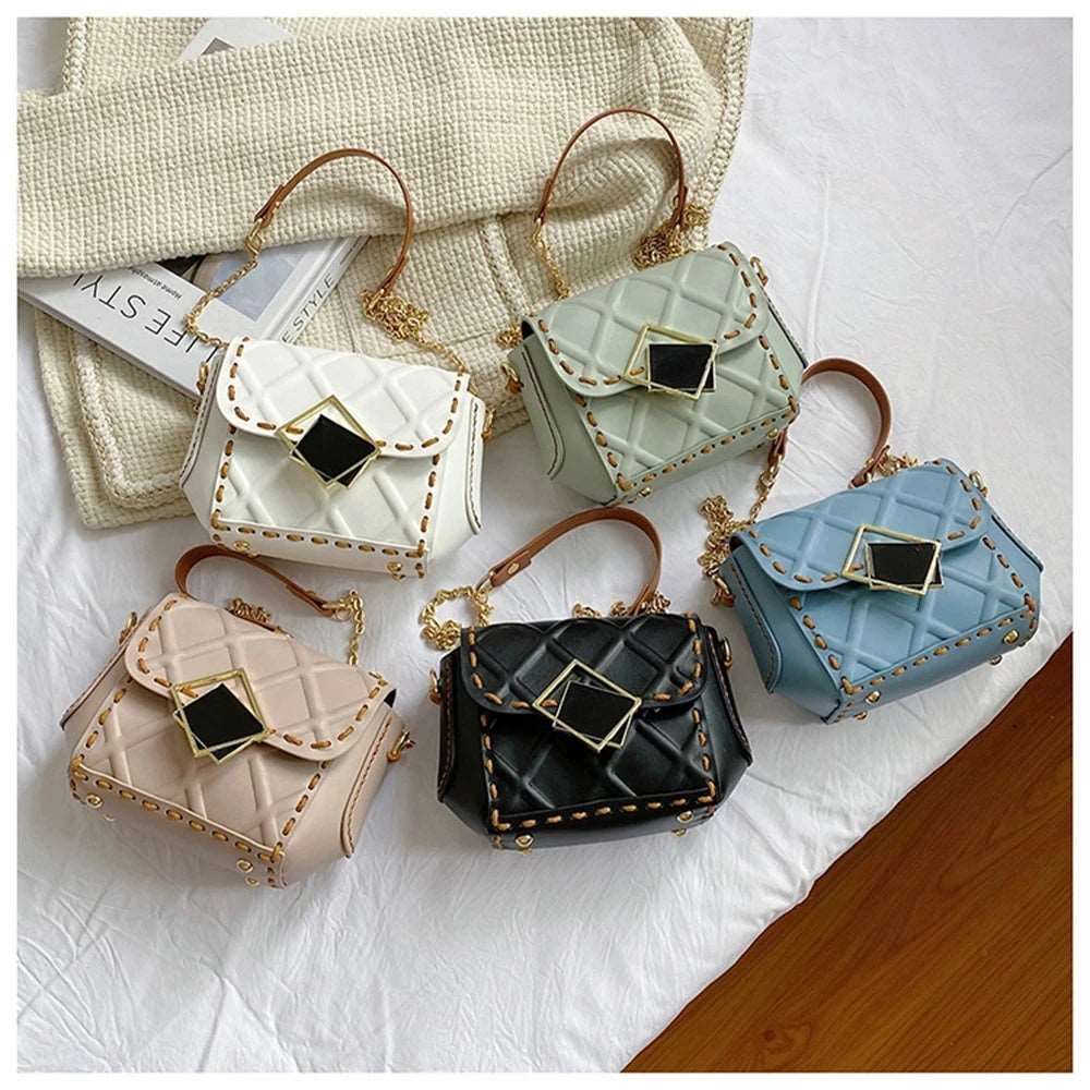 Handmade PU Leather Rhombus Parts Handbag